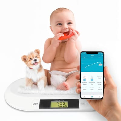 Slimme Babyweegschaal - Digitale Kinderweegschaal - Gewicht Volgen - Met Bluetooth App - Tot 20 kg - Wit