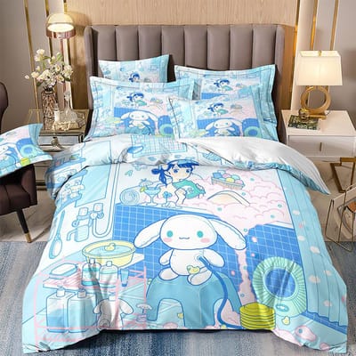 Leuke Cinnamoroll beddengoedsets: dekbedovertrek, kussensloop, 2-3-delige sets, ideaal als cadeau voor tieners en kinderen. US Queen 228x228cm