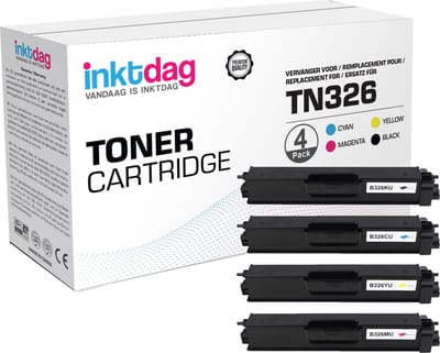 Inktdag huismerk toner cartridge voor Brother TN-326, TN-326BK, TN-326C, TN-326M ,TN-326Y, voor DCP-L8400CDN DCP-L8450CDW HL-L8250CDN HL-L8350 HL-L8350CDW MFC-L8650CDW MFC-L8850CDW  4 stuk Set