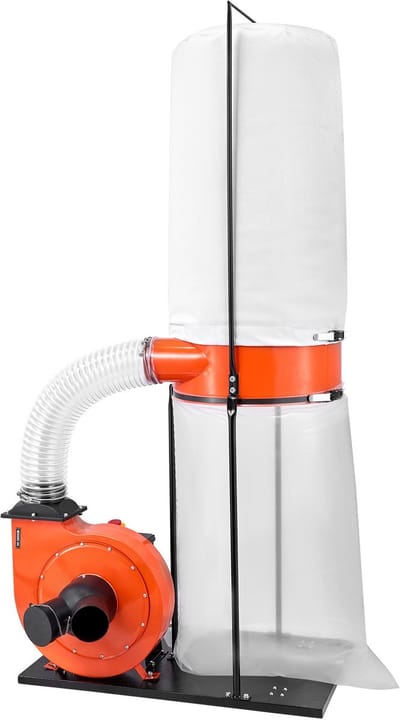 Stofafzuigsysteem Werkplaats - Zaagselafzuiger - 1869 m³/uur Luchtstroom - 2,5 Micron Filtratie - 1,5 pk Motor - Stofzak 132,5 L - Filterzak 159 L