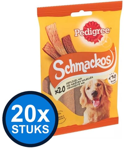20x Pedigree - Schmackos Gevogelte - Hondenvoer Snacks - 144 g