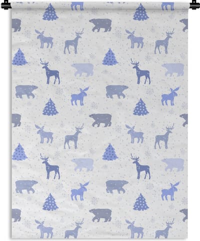 Wandkleed - Wanddoek - Hert - Patroon - Sneeuw - 150x200 cm - Wandtapijt