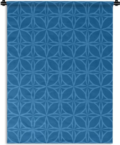 Wandkleed - Wanddoek - Kompas - Blauw - Patronen - 90x120 cm - Wandtapijt