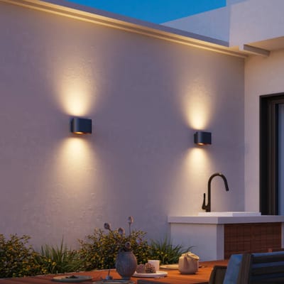Calex Potenza Wandlamp - Up & Down Tuinverlichting - 4.5W - Warm Wit Licht - Zwart