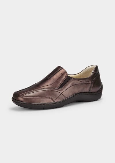 Elegante loafers van zacht leer - bruin / metallic - Gr. 37 van Goldner Fashion