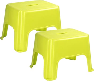PlasticForte Keukenkrukje/opstapje - 2x - Handy Step - groen - kunststof - 40 x 30 x 28 cm