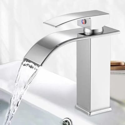 Dailygoods- Watervalkraan - Uniek Waterval-uitloopontwerp - Galvanisch Behandeld - Roestbestendig - Elegant Design - Precisie-keramische Ventielkern - Wastafelkraan
