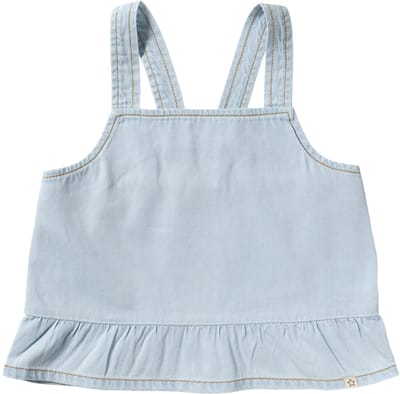 Your Wishes Chambray Ruffle Singlet Tops & T-shirts Meisjes - Shirt - Lichtblauw - Maat 134