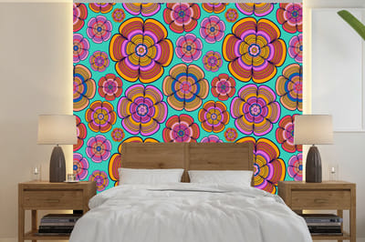 Behang - Fotobehang Design - Flower Power - Kleuren - Breedte 240 cm x hoogte 240 cm