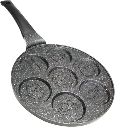 Pannenkoekenpan met Gaten - Eierpan Cartoon - Leuke Ontbijtjes Maken - Antiaanbaklaag - Ø26cm - Zwart