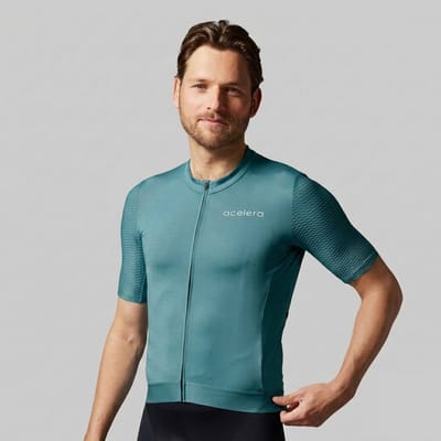Acelera Intermediate Wielershirt - Fietsshirt Heren Korte Mouw - Wielrenshirt - Fietskleding - Groen - Maat S