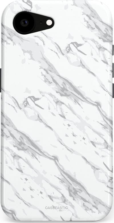 Casetastic hoesje geschikt voor Apple iPhone 16e / Apple iPhone 17e - MagSafe - Dubbellaagse bescherming - Arctisch Marmer - Fashion Case - Wit Lichtgrijs