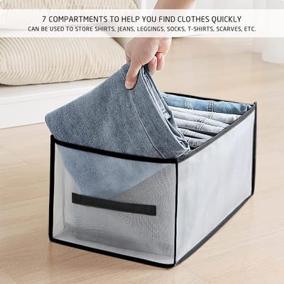 Candala lade-organizer, opvouwbare en wasbare lade-organizer met handgrepen en vakken, 7 vakken voor kleding, jeans, leggings, sokken, sjaals, T-shirts.