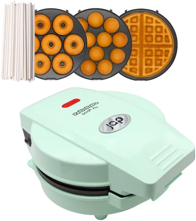 JAP Appliances Dough Joy 3in1 wafelijzer, Donutmaker, cake pop maker - Inclusief Cakepop 50 stokjes - Groen - PFAS-vrij