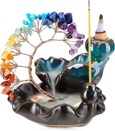 Inovra- Wierookbrander Keramisch - Waterval Wierookbrander - Kristalboom - Home Decor - 7 Chakra Geurstokjes - Uniek Ontwerp - Rookwaterval