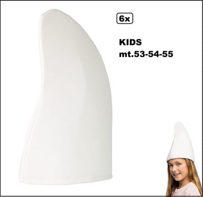 6x Kids Kabouter / smurfen muts wit mt.53-54-55 - KIDS - carnaval smurf muts kabouter wit optocht festival