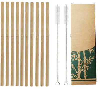 Herbruikbare Bamboe Rietjes - Duurzaam en Milieuvriendelijk - Herbruikbaar - Bamboe - 20CM Rietjes - Straw - Bamboo straw - 10 stuks - 2 borsteltjes - CHPN