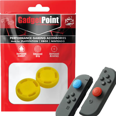 Gadgetpoint - Thumb Grips voor Nintendo Switch Joy-Con Controllers - Gaming Thumbgrips - Performance Anti-Slip Thumbsticks - Bescherming Accessoires - Cirkel - Geel