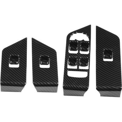 4 Stuks Koolstofvezel Raambedieningsknop Cover Sierlijst Frame voor Land Rover Range Rover Evoque 1217 black