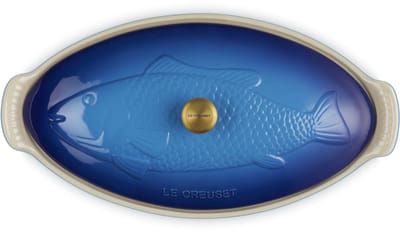 Le Creuset - Heritage - Ovenschaal 'Vis -' in Aardewerk Azure - Ovaal - 34cm