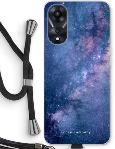 Case Company® - Hoesje met koord geschikt voor Oppo A78 5G hoesje met Koord - Nebula - Telefoonhoesje met Zwart Koord - Bescherming aan alle Kanten en Over de Schermrand