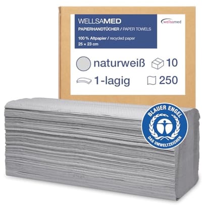 Papieren handdoeken - 2500 stuks - Natuurwit - 25 x 23 cm - 1-laags - Milieuvriendelijke ZZ-vouwbare vouwhanddoeken