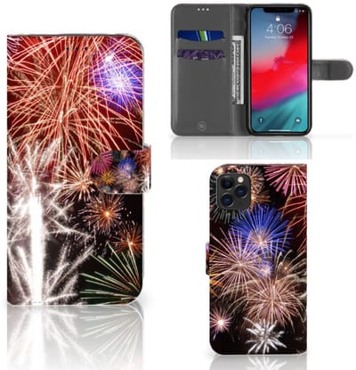 Apple iPhone 11 Pro Max Wallet Case met Pasjes Vuurwerk