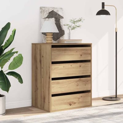 vidaXL - Ladekast - 60x41x76 - cm - bewerkt - hout - artisanaal - eikenkleurig