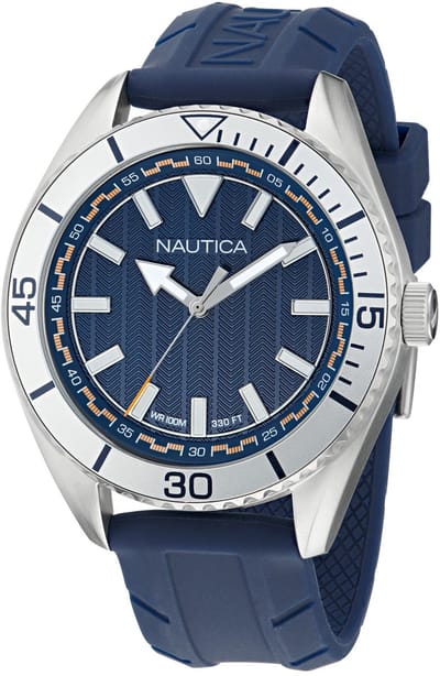 Nautica Nct Windward Quartz Analoog Horloge Blauw Material 100% Roestvrij Staal & 100% Siliconaarmband 44 mm NAPWWF501, NAPWWF502