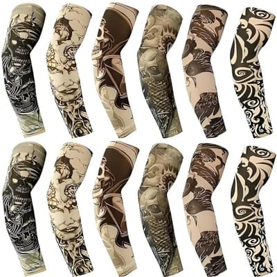 Nivard Tattoo Sleeve - Voor Volwassenen - Mouw - Tatoeage - Arm Warmer - Zonbescherming - UV Beschermend - 6 Paar
