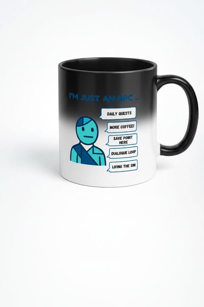 Grappige “I’m Just an NPC” Black Magic Mok – 330ml Warmtegevoelige Koffiemok – Daily Quests Gamer Design – Cadeau voor Gamers & Koffieliefhebbers