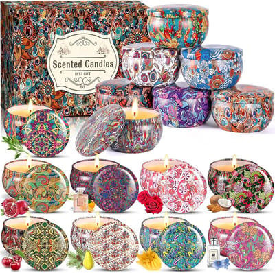 PromoHome Geurkaarsenset - 16 Stuks Natuurlijke Sojawax met Meerdere Aroma's