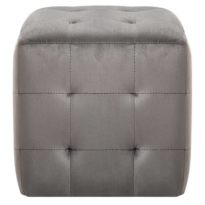 vidaXL - Poef - 2 - st - 30x30x30 - cm - fluweel - grijs