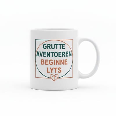 Grutte Aventoeren Begjinne Lyts Mok – Inspirerende Friese Tekst – Witte Keramische Koffiemok 330 ml