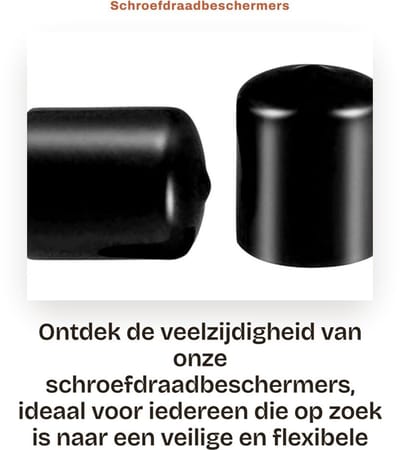 Dailygoods- Draadbeschermers 100 Stuks - PVC-Rubber - Ronde Buis - Eindkap - Zwart - Afmetingen 30x28mm - Schroefkap