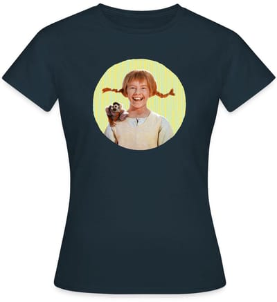 Pippi Langkous Portret Pippi Met Meneer Nilsson T-Shirt Dames