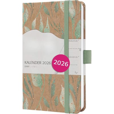 Famanu – Weekagenda 2026 A6 hardcover in bruin en mintgroen compact formaat voor dagelijks gebruik onderweg