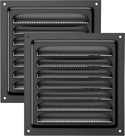 Ventilatie Rooster - Lucht Uitlaat - Huis Ventilatie - Ingebouwd Insecten scherm - 15x15 cm - Zwart