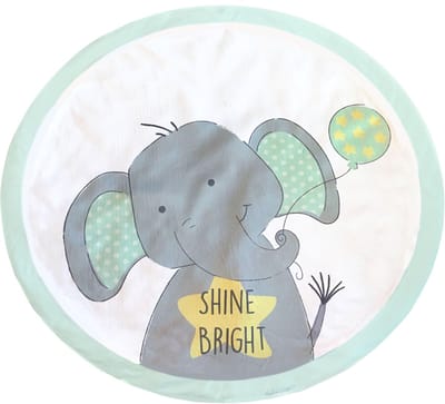DREAMgro Dubbelzijdig Speelmat Rond - ø 90 cm - Zacht - Groene Olifant
