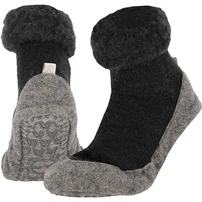 Heat Essentials - Wollen Pantoffel Sokken - Unisex - Antraciet - 43/44 - Cosyshoe Antislip Sokken - Pantoffels Heren Sloffen Heren - Huissokken