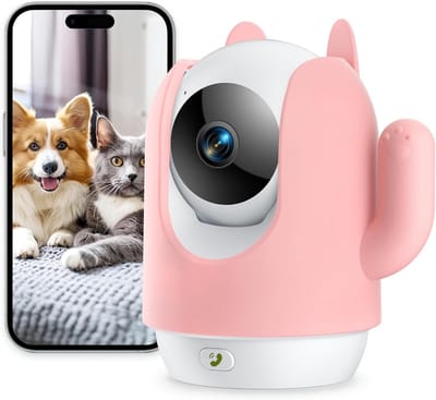 Beveiligingscamera - Indoor camera - Huisdieren Monitoren - 360 Graden Zicht - 2K Resolutie - Roze