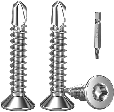 SnelShoppen - 100 Stuks Torx Zelfborende Schroeven voor Metaal, M4, 2x13mm, Rvs 410, Verzinkte Hoofd, Zelftappende Schroeven voor Metaal, Dakbedekking