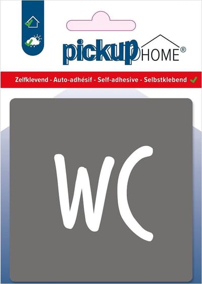 Pickup WC toilet grijs - 90x90 mm Pictogram Route Acryl
