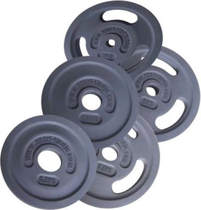 Taurus halterschijf Premium 30mm rubber -  25kg – 30mm boring– grijs – gerubberd gietijzer – halterschijf – gewicht - haltertraining – met grepen