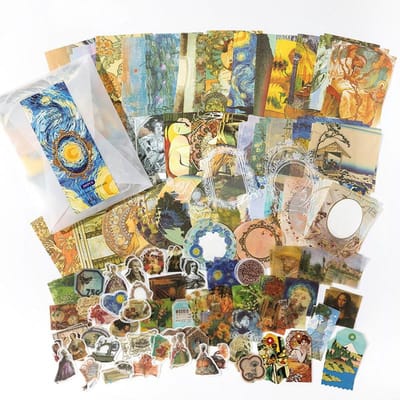 200 stuks/pak Vintage Stickers Materiaal Papier Scrapbooking Set Planner Handgemaakt Dagboek Album Compilatie Junk Journal Benodigdheden beige