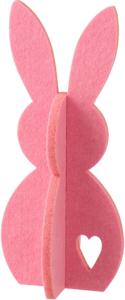 J-Line decoratie Konijn - vilt - roze - small
