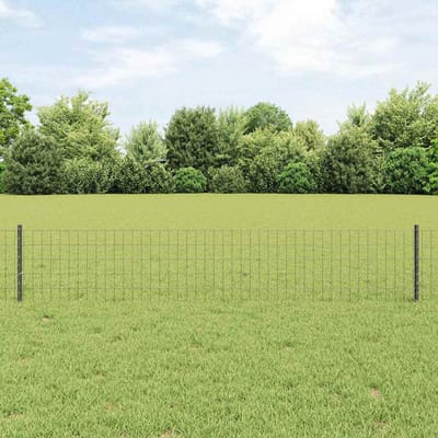 vidaXL - Euro-hek - met - palen - 10 - x - 0,4 - m - PVC-Coated - Staal - Grijs - Mesh