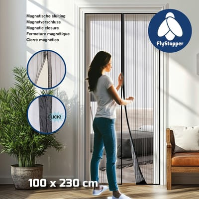 Magnetisch vliegengordijn - Extra sterk | Vliegengordijn 230 Zwart - 100x230 cm | Voor nieuwbouw en standaard Deuren | Makkelijke installatie en Nederlandse handleiding | Flystopper
