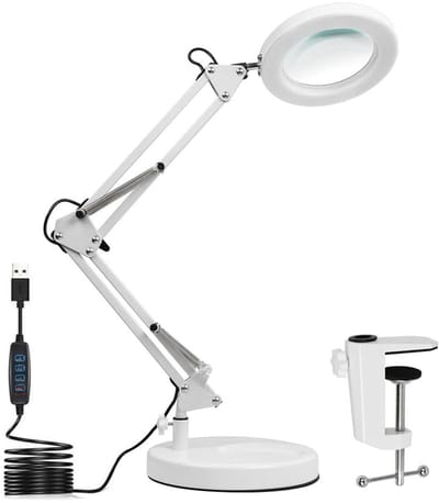 10x Vergrootlamp met LED – 4.3" Glazen Lens – Verstelbare Bureaulamp met Klem en Voet – Dimbaar – Voor Precisiewerk, Solderen, Reparatie en Hobby