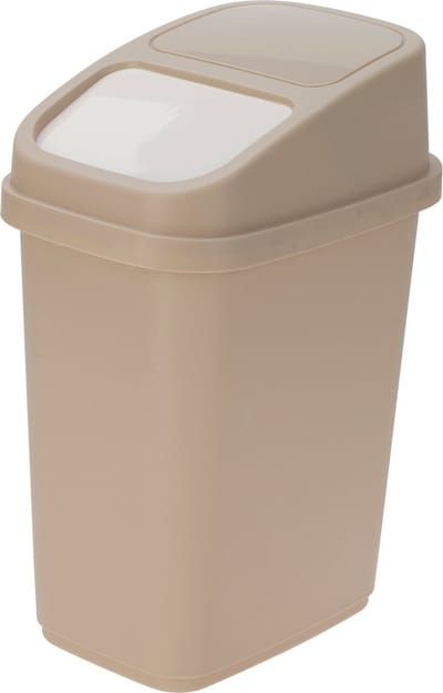 Excellent Houseware GFT aanrecht afvalbakje - beige - 10L - afsluitbaar - 18 x 27 x 31 cm - klepje - afval scheiden